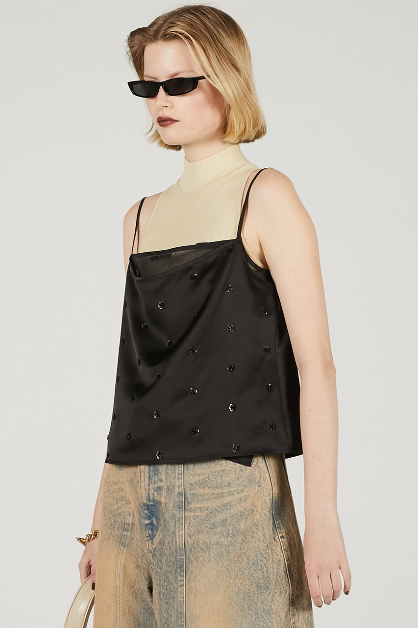 Flower Bejeweled Satin Bustier