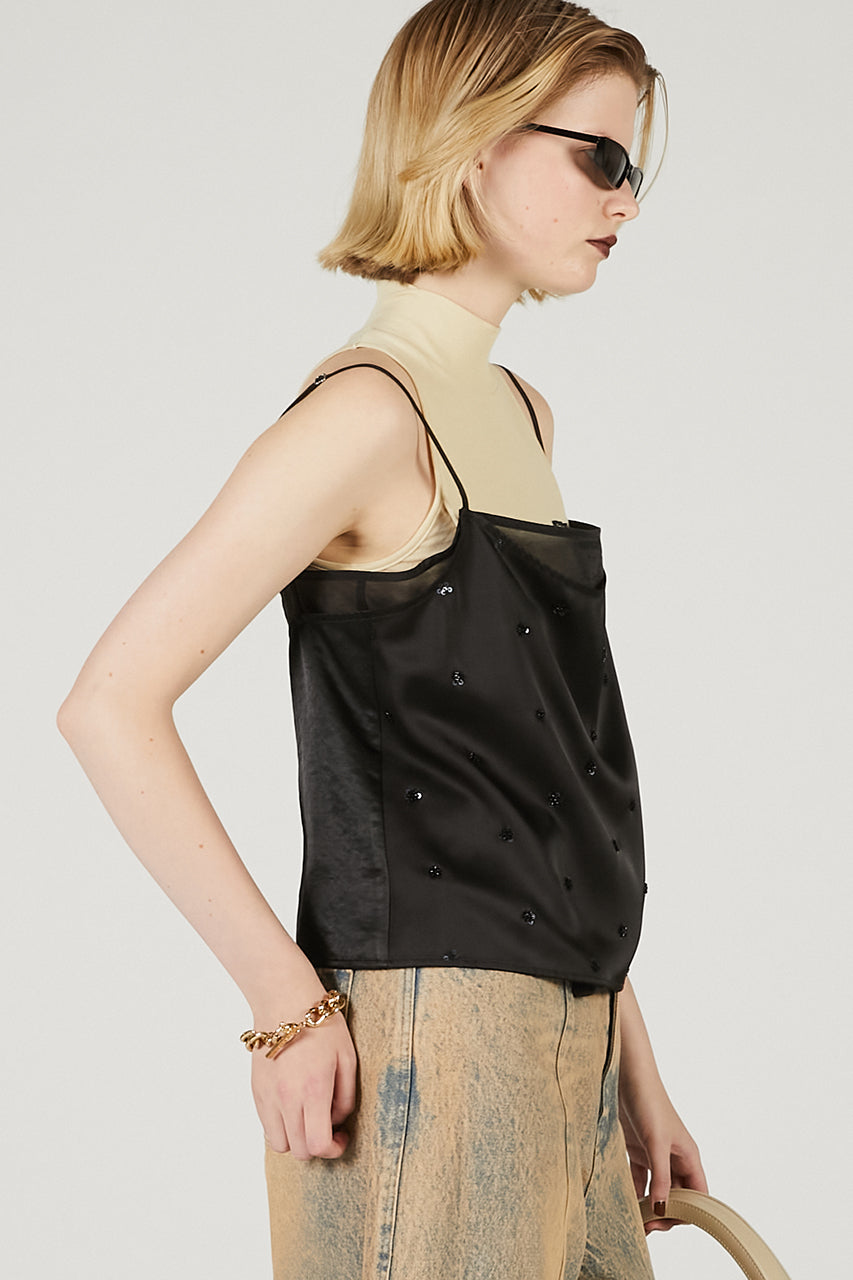 Flower Bejeweled Satin Bustier