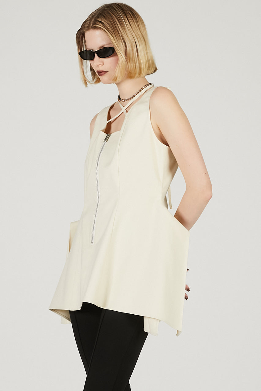 Stretch Double Satin Square Hem Top - 2025 SUMMER