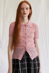 Ribbed Knit Polo Shirt