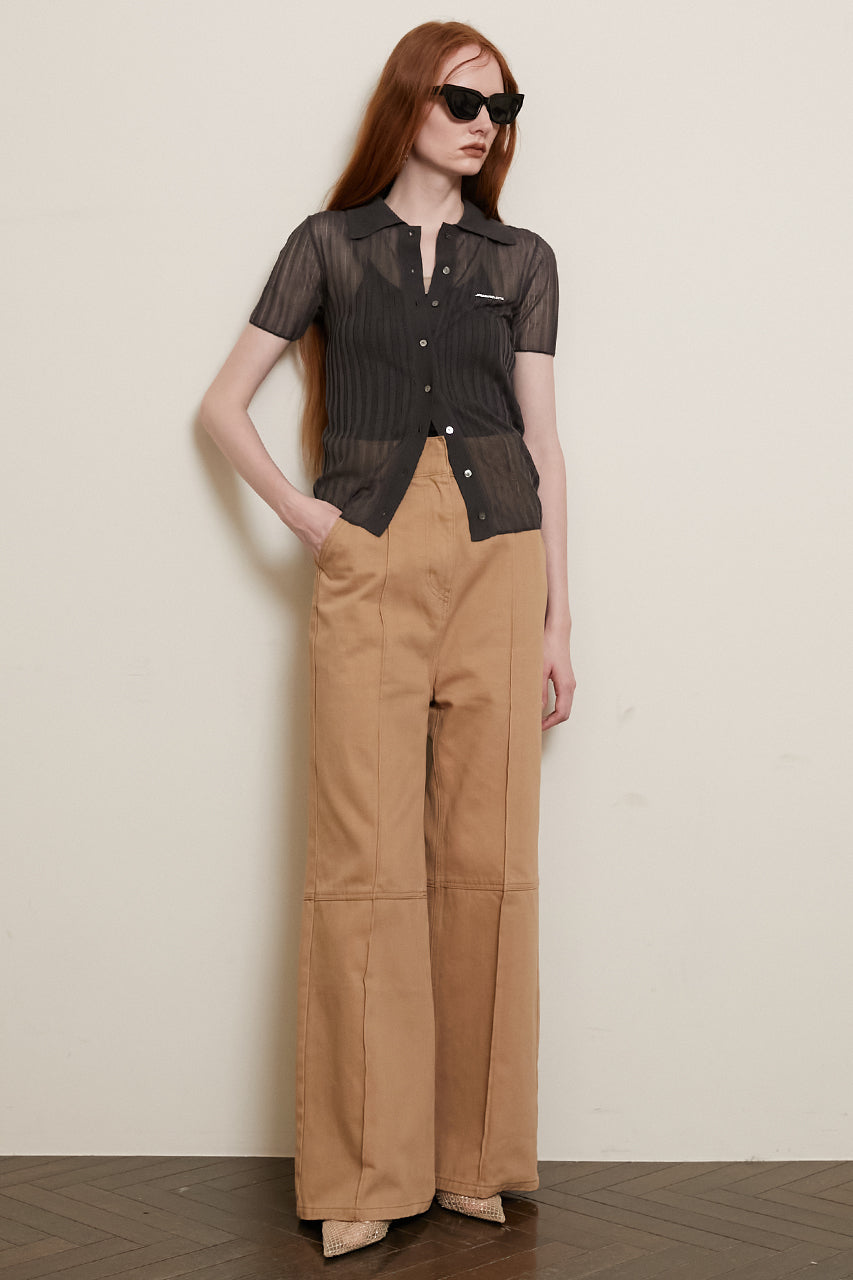 Ribbed Knit Polo Shirt