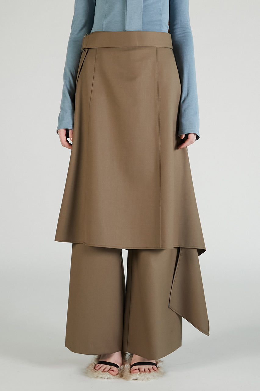Drop Hem Layered Skirt Pants