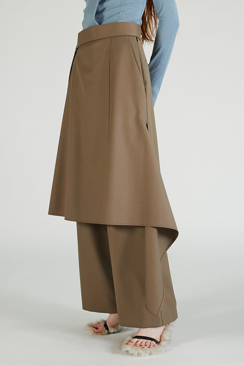 Drop Hem Layered Skirt Pants