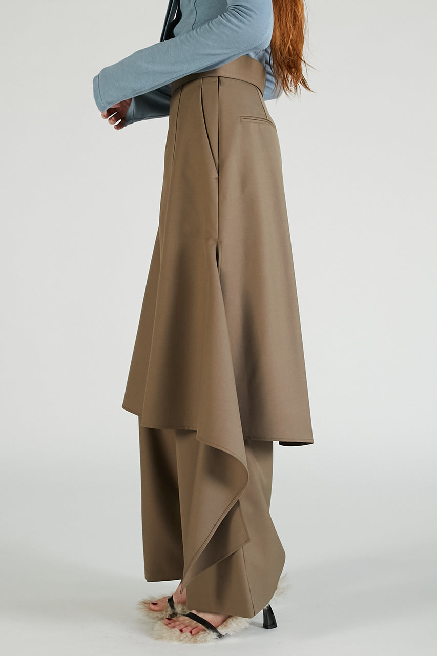 Drop Hem Layered Skirt Pants