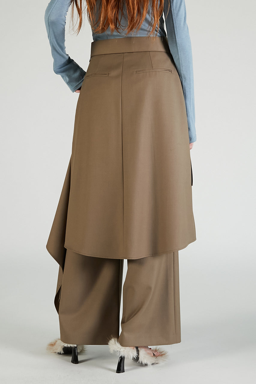 Drop Hem Layered Skirt Pants
