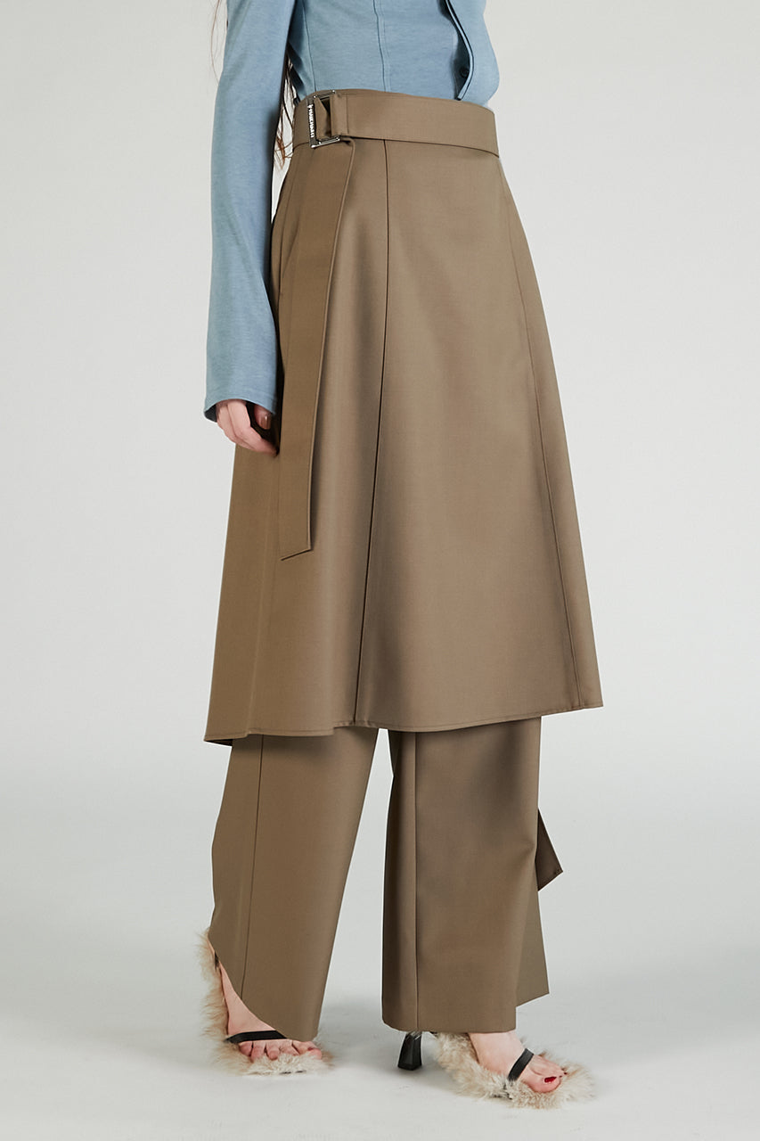 Drop Hem Layered Skirt Pants
