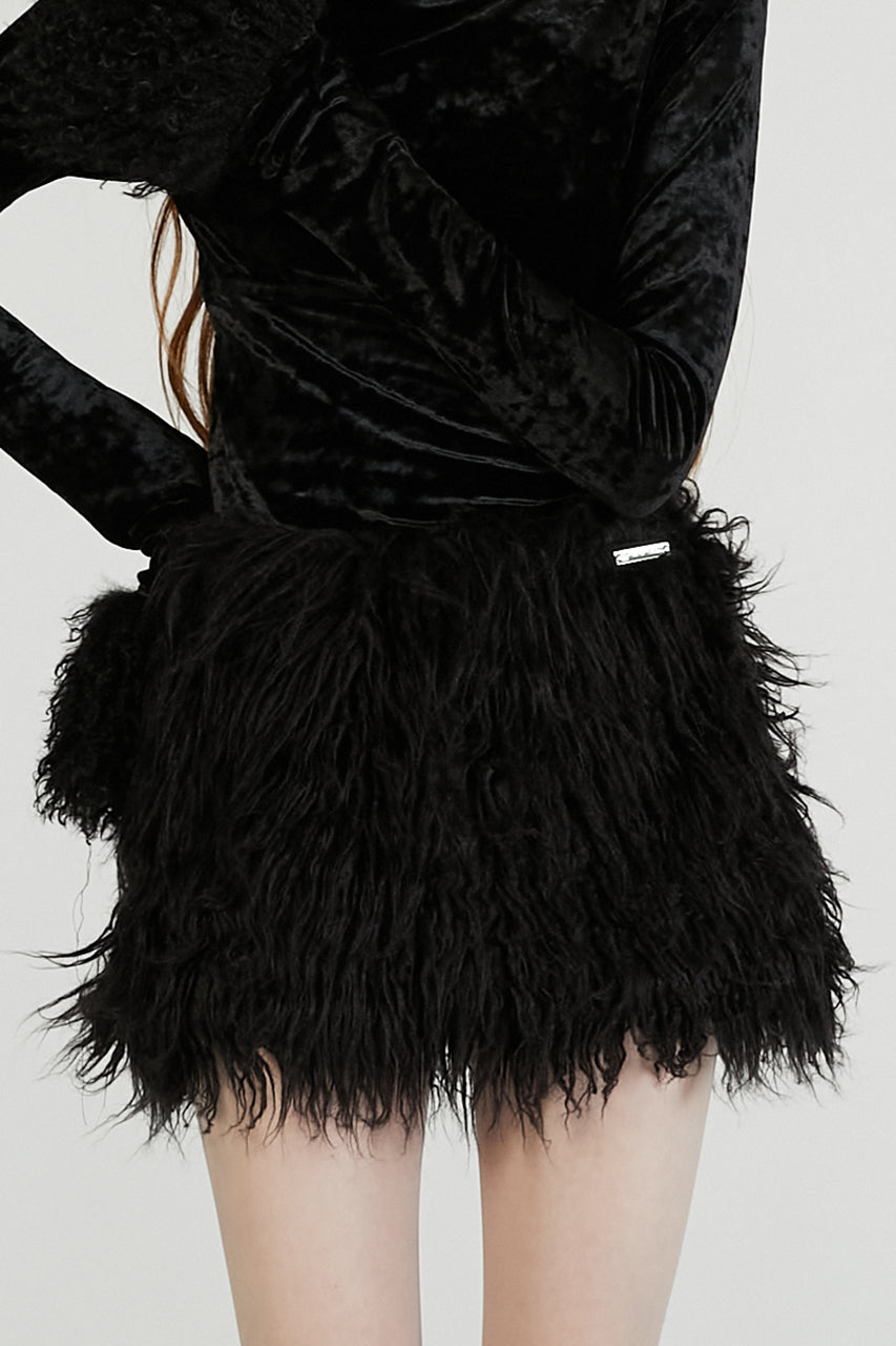 Fur Sleeve Velour Top - 2025 AUTUMN