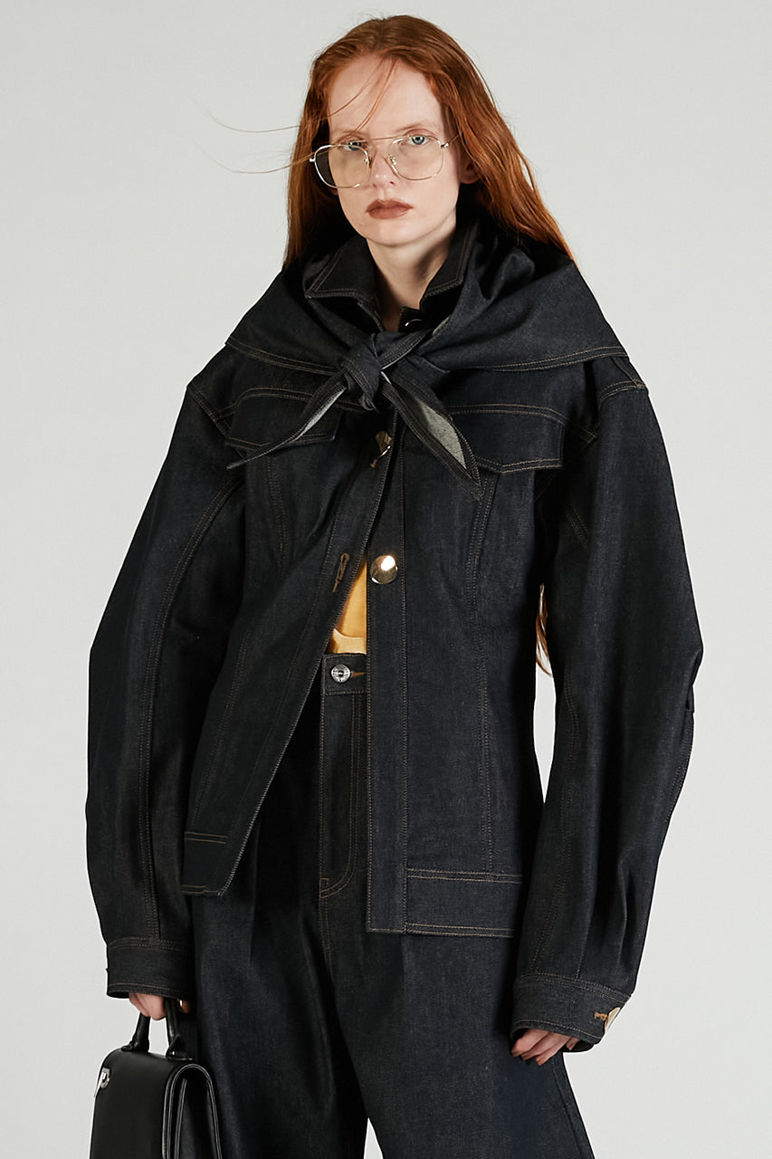 Scarf-Shaped Denim Jacket