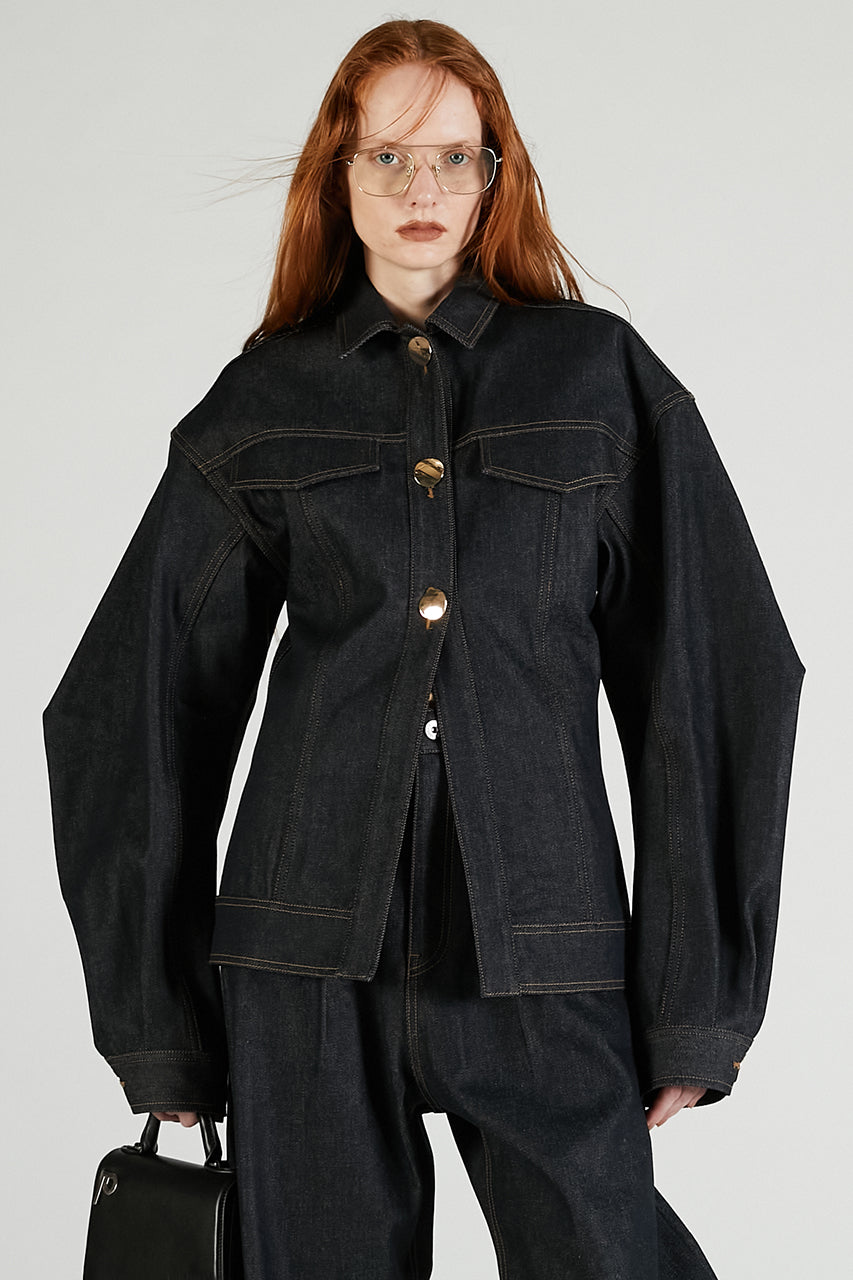 Scarf-Shaped Denim Jacket