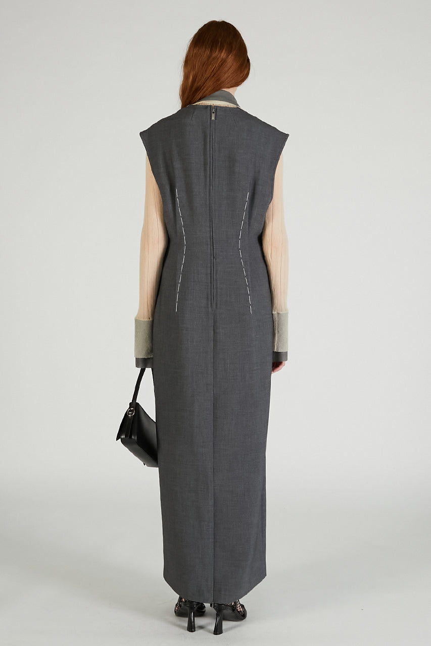 Hand-stitched Deep V-neck Dress