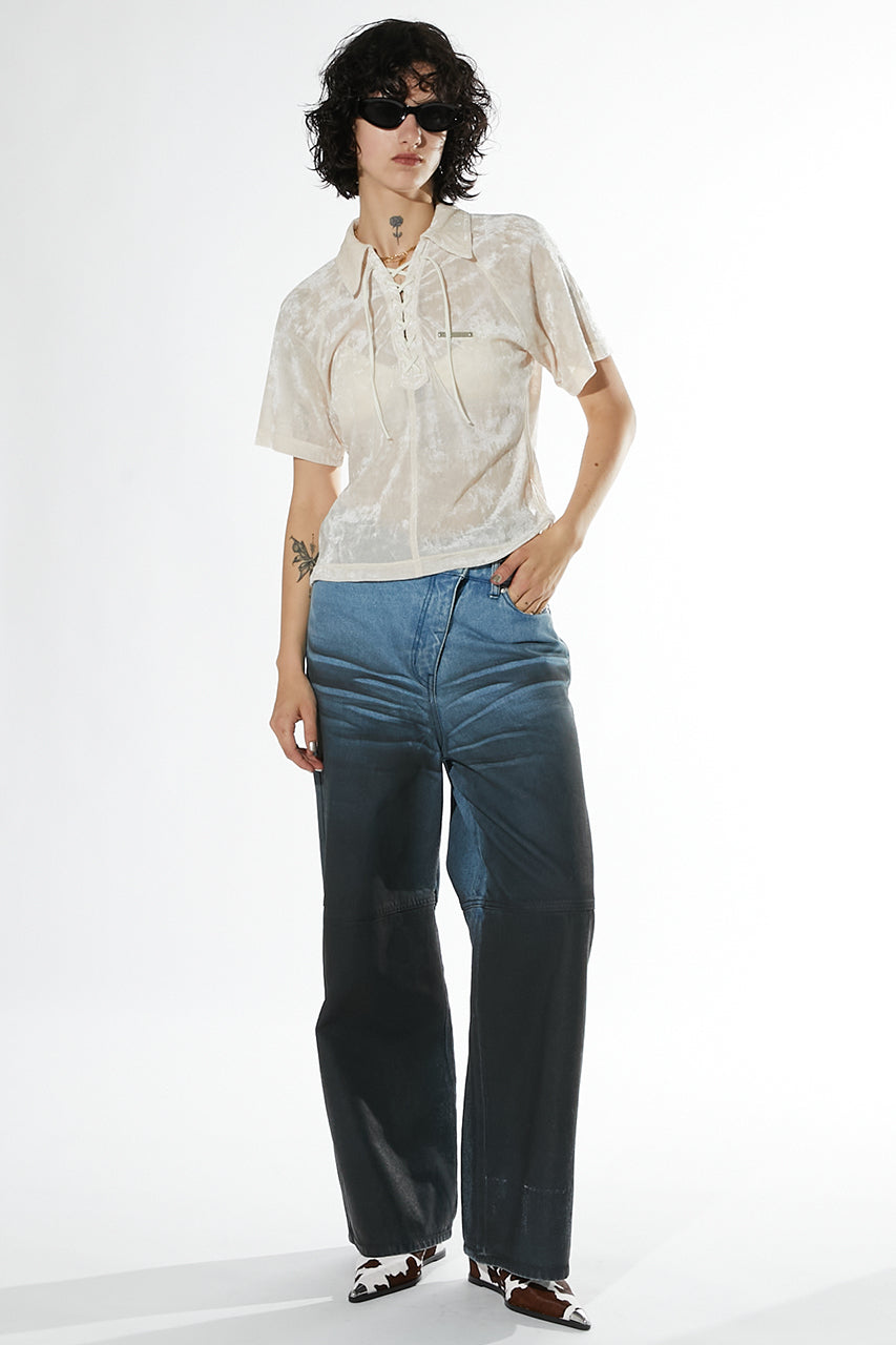 Velor Mesh Lace Up Tshirt - SALE