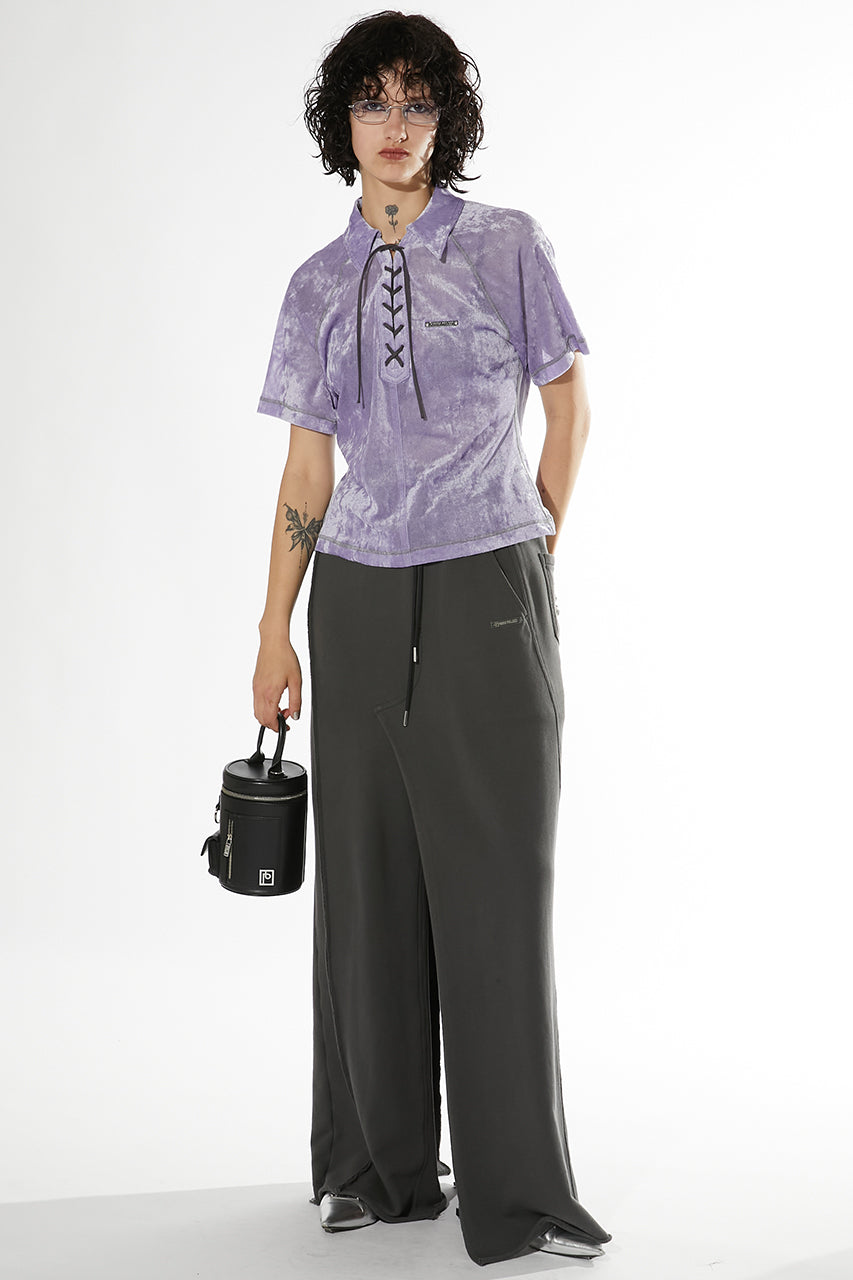 Velor Mesh Lace Up Tshirt - SALE