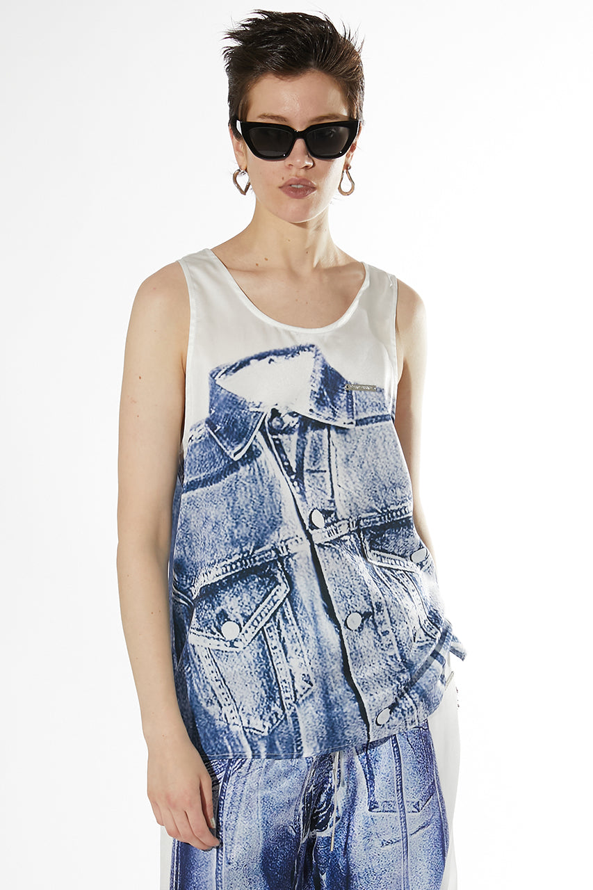 Denim Print Tank - SALE