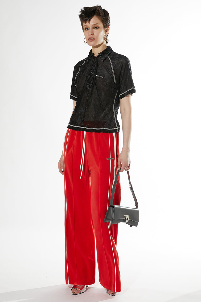 Velor Mesh Lace Up Tshirt - SALE