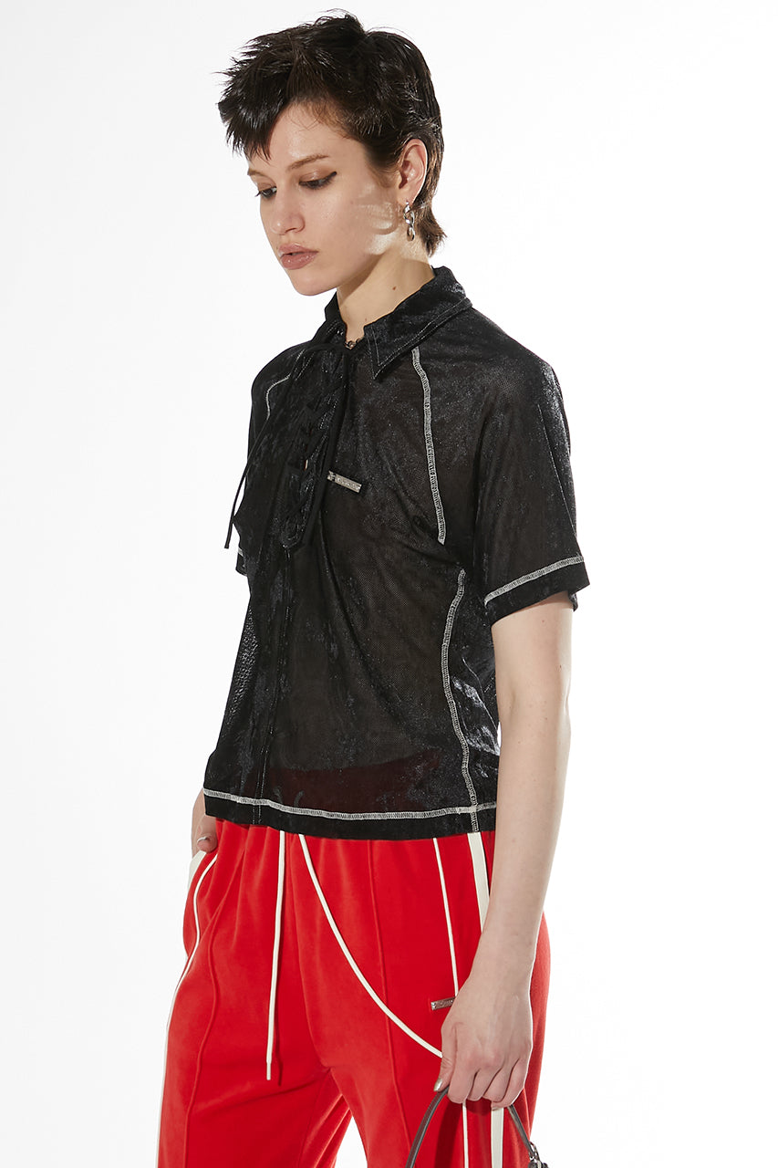 Velor Mesh Lace Up Tshirt - SALE