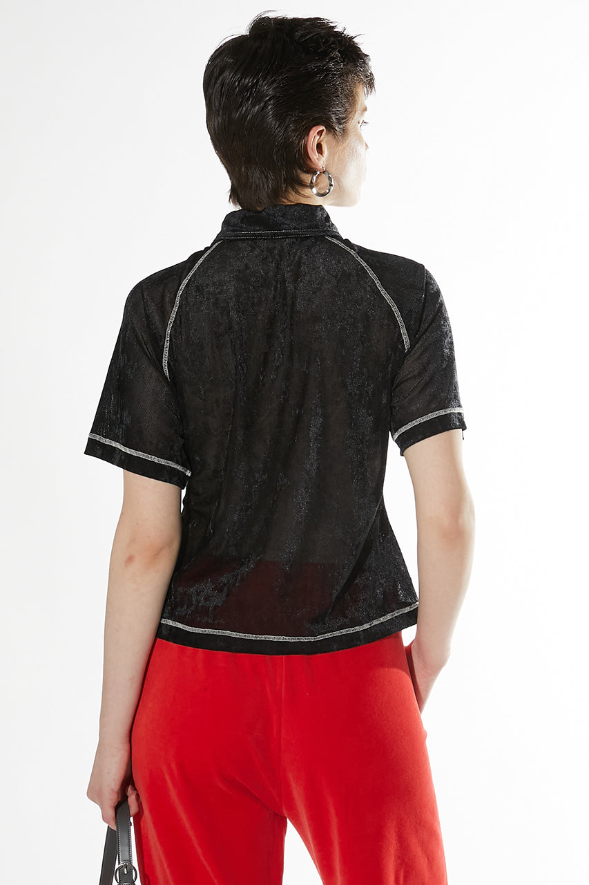 Velor Mesh Lace Up Tshirt - SALE