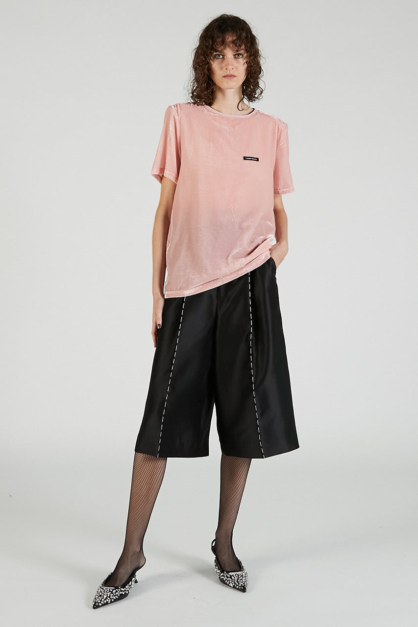 Shoulder Gathered Velour T-Shirt - 2025 AUTUMN