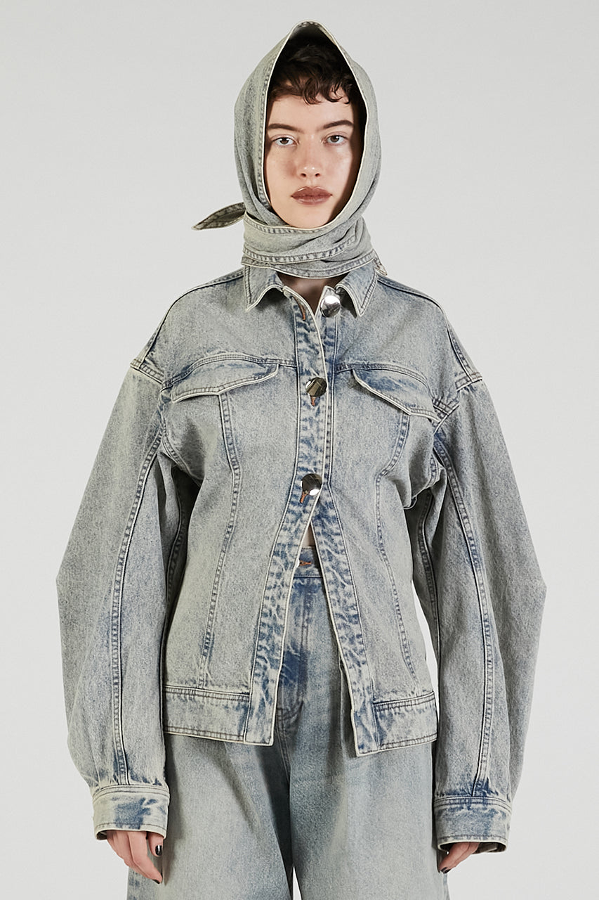 Scarf-Shaped Denim Jacket