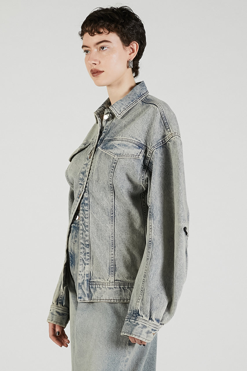Scarf-Shaped Denim Jacket