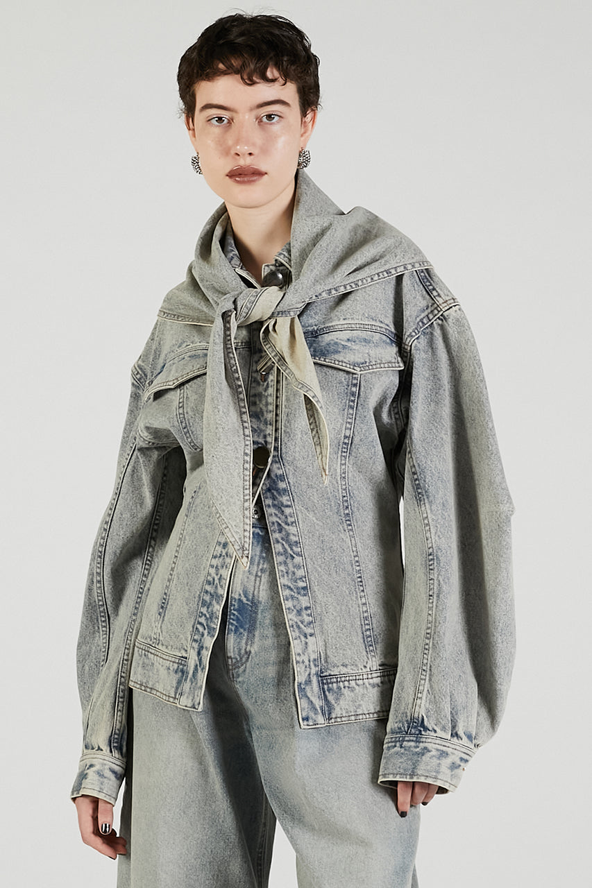 Scarf-Shaped Denim Jacket