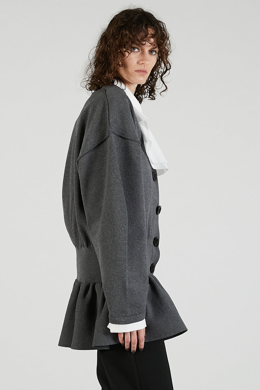 Cocoon Sleeve Peplum Knit Cardigan - 2025 AUTUMN
