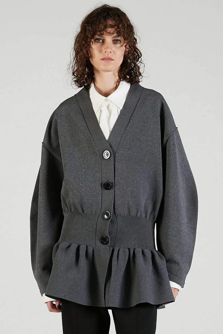 Cocoon Sleeve Peplum Knit Cardigan