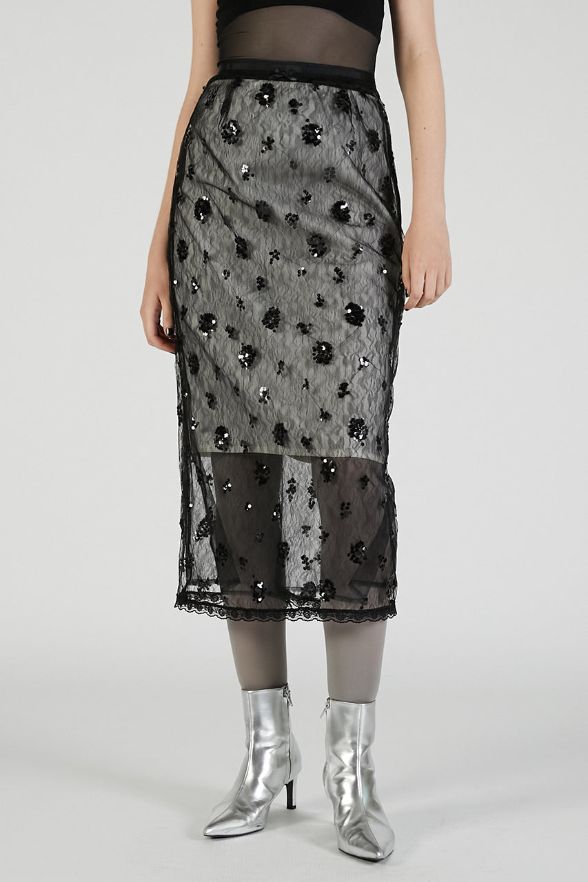 スカート Frill lace docking skirt andwang Frill lace docking skirt