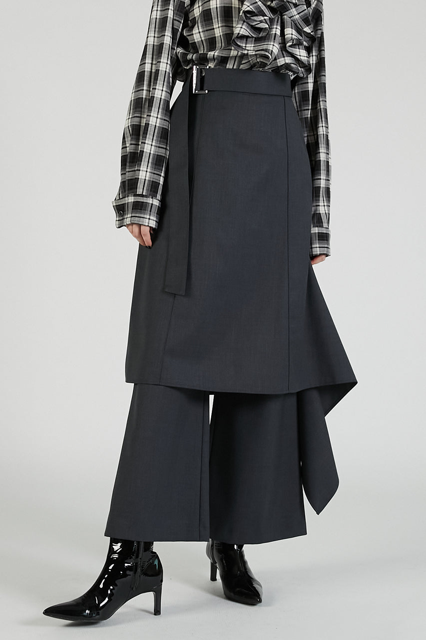 Drop Hem Layered Skirt Pants