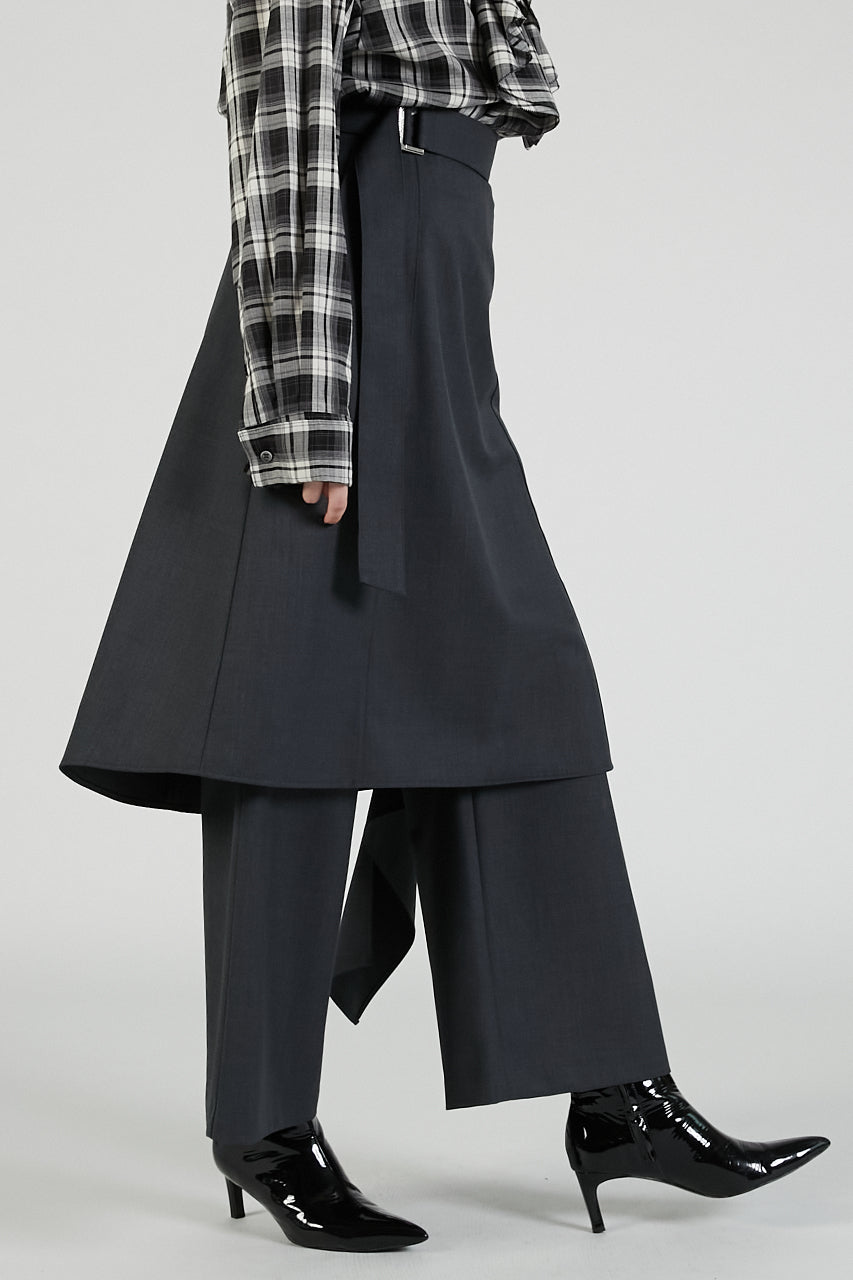Drop Hem Layered Skirt Pants
