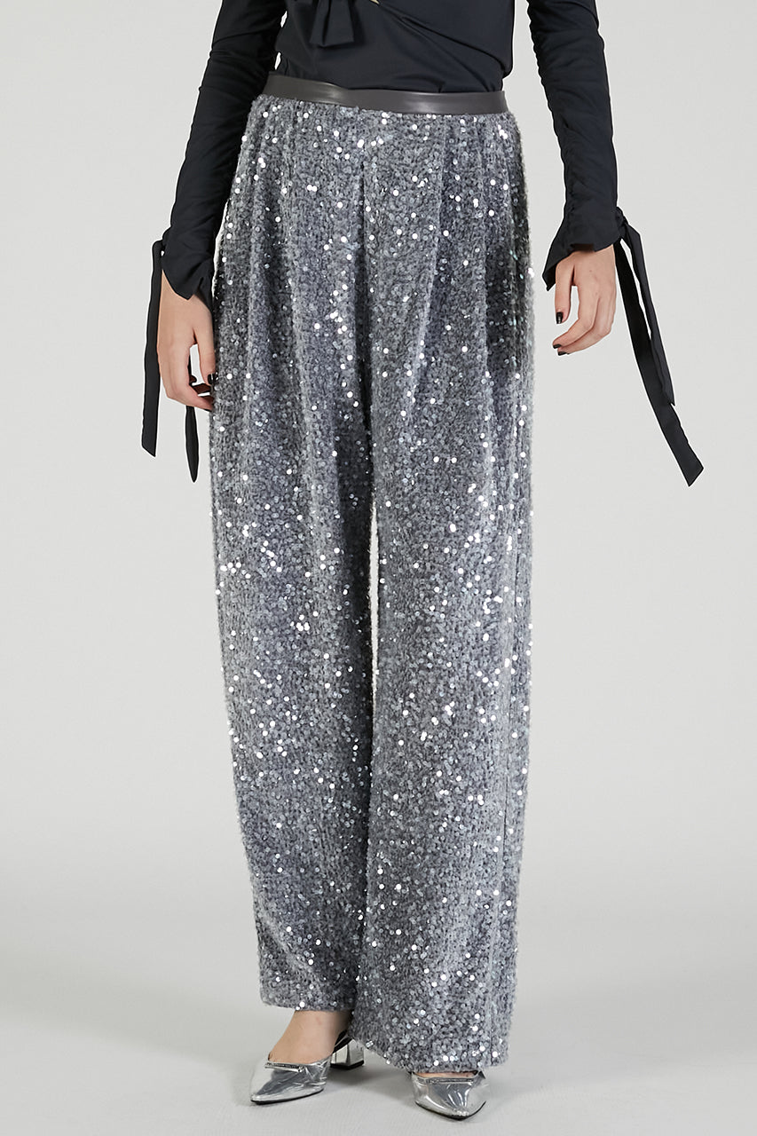 Sequin Balloon Velour Pants