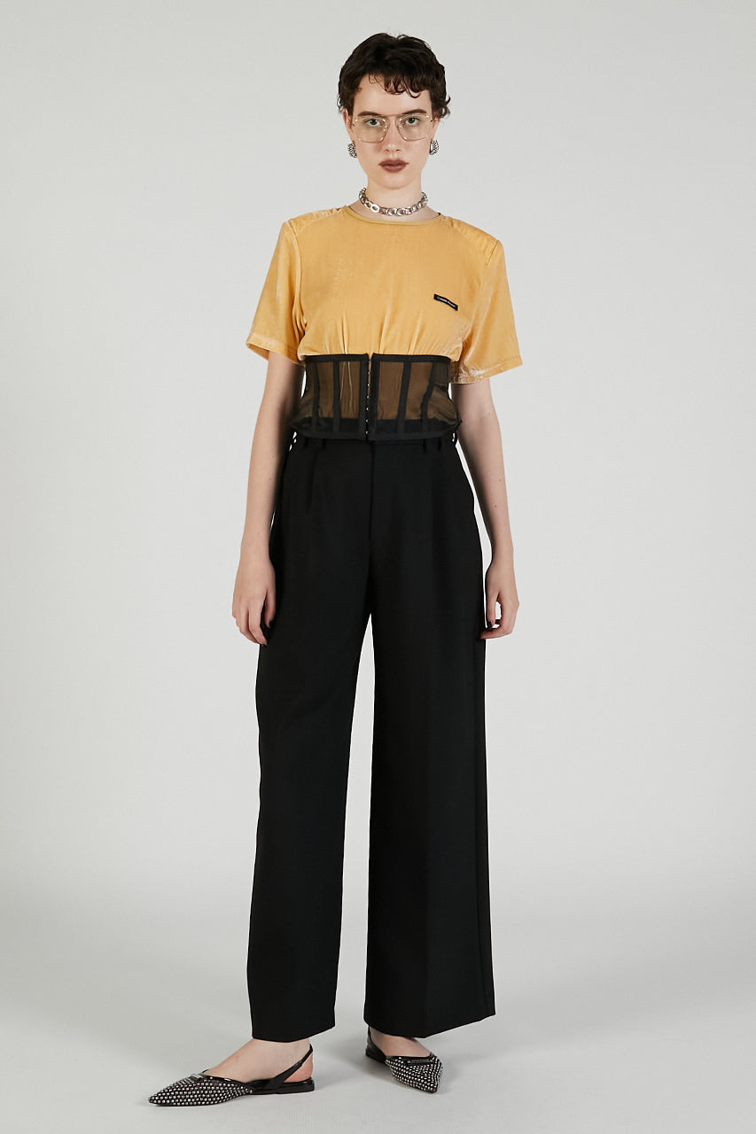 Shoulder Gathered Velour T-Shirt - 2025 AUTUMN