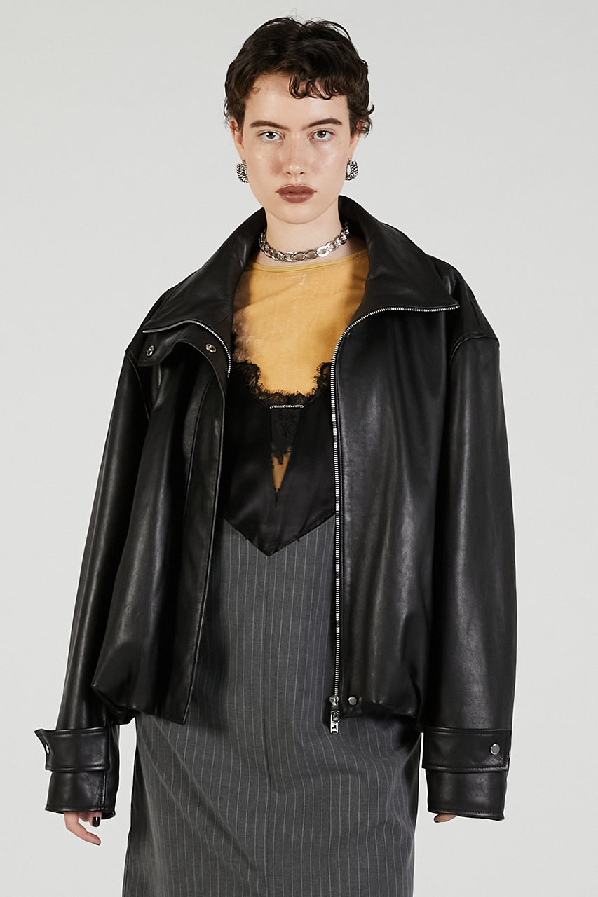 SHEEP Leather High Neck Blouson - 2025 AUTUMN