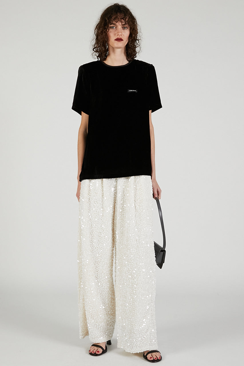 Shoulder Gathered Velour T-Shirt - 2025 AUTUMN