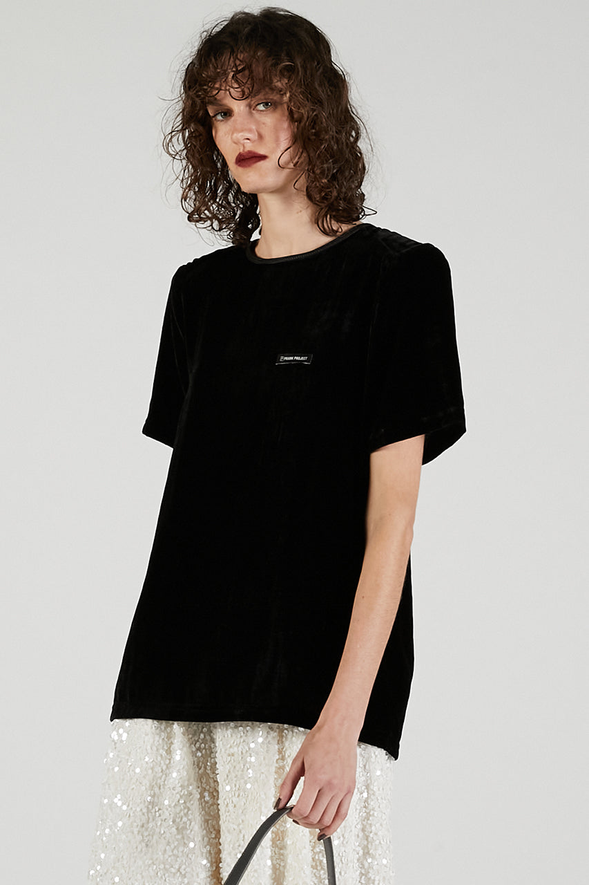 Shoulder Gathered Velour T-Shirt - 2025 AUTUMN