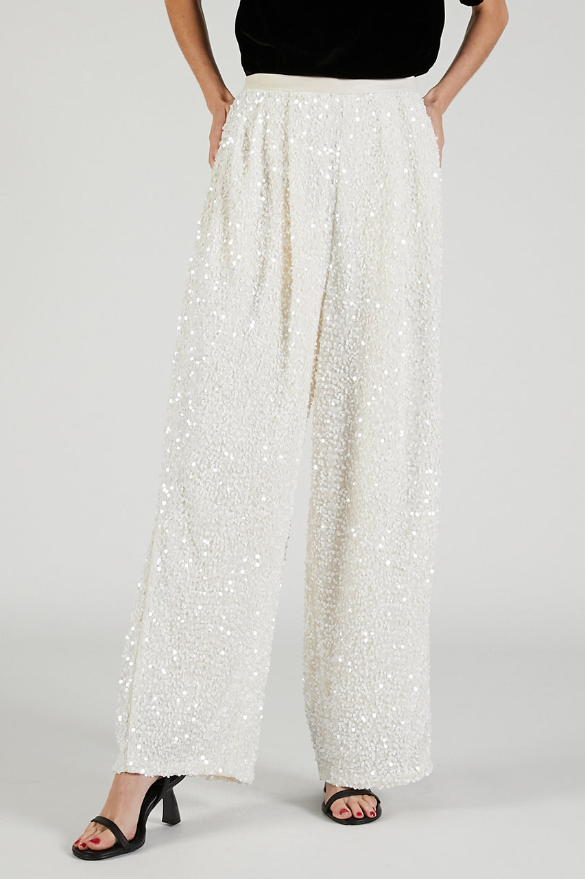 Sequin Balloon Velour Pants