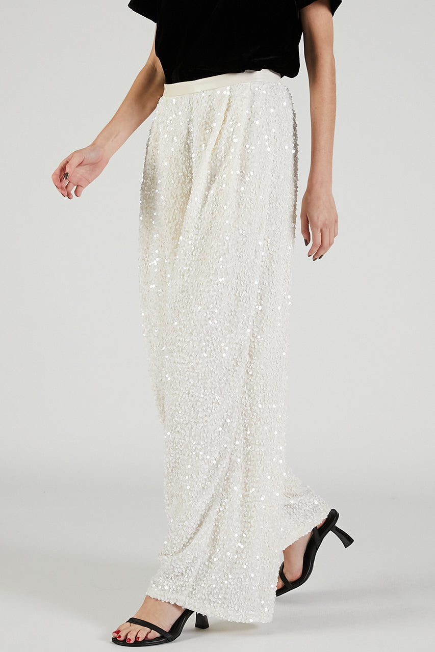 Sequin Balloon Velour Pants