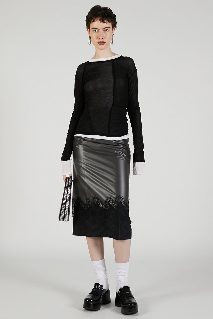 PVC Layered Midi Skirt - 2025 AUTUMN