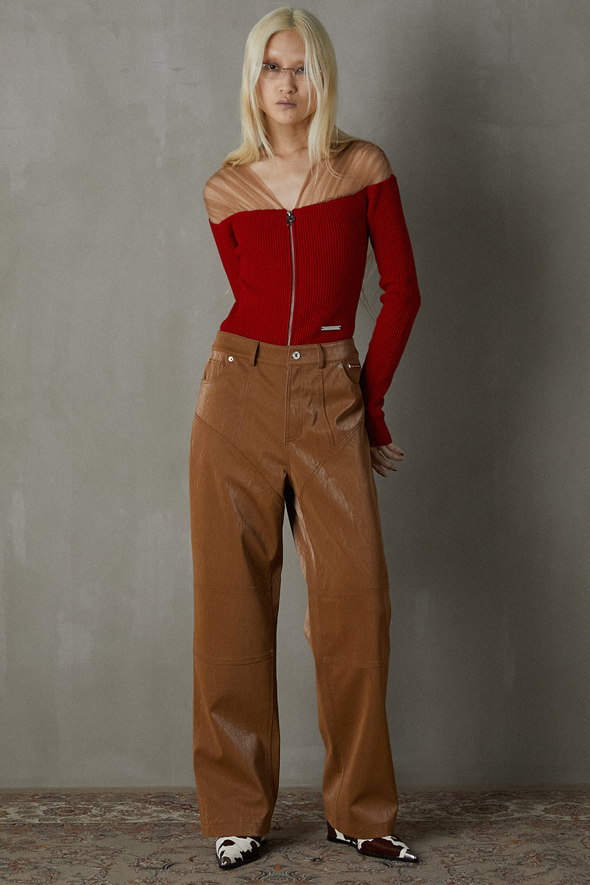 Multi Fabric Faux Leather Pants - SALE