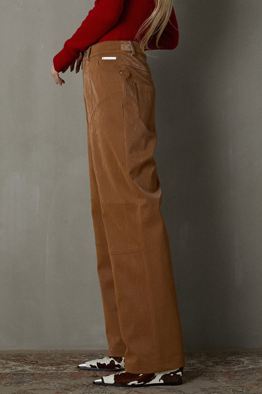 Multi Fabric Faux Leather Pants - SALE