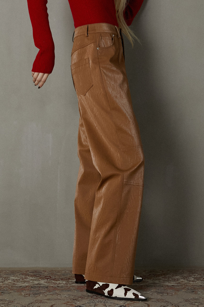 Multi Fabric Faux Leather Pants - SALE