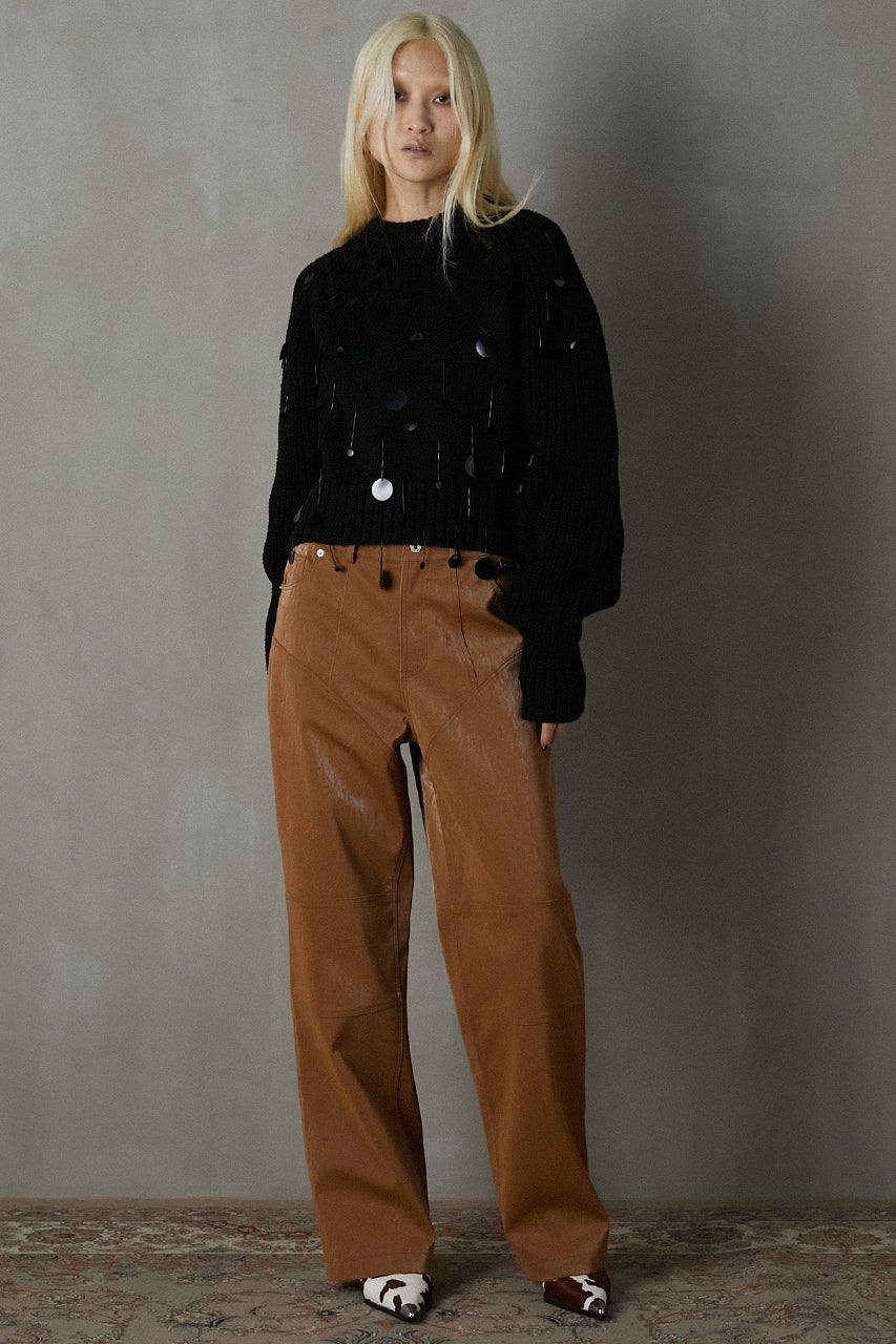 Multi Fabric Faux Leather Pants - SALE