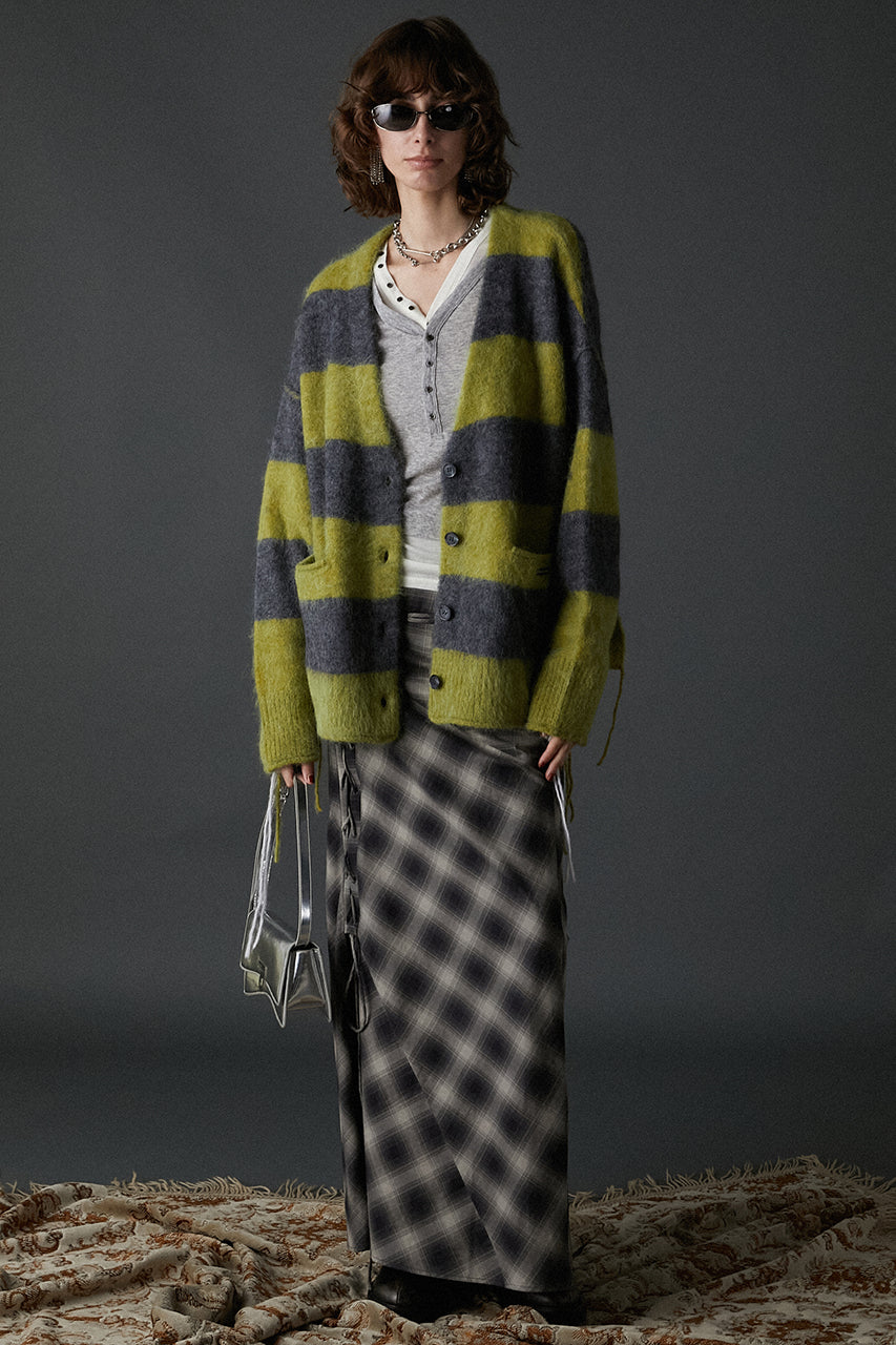 Multi Check Lace-Up Skirt