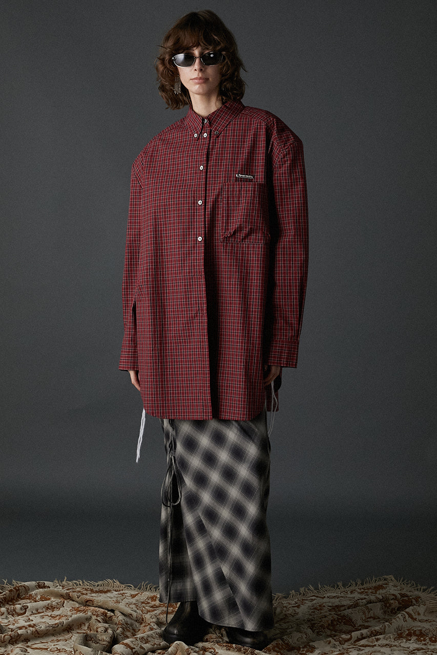 Multi Check Lace-Up Skirt