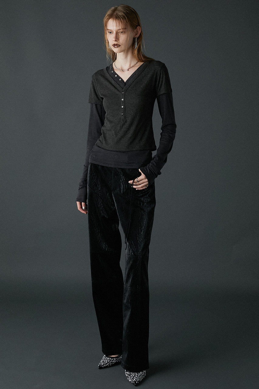 Multi Fabric Faux Leather Pants - SALE