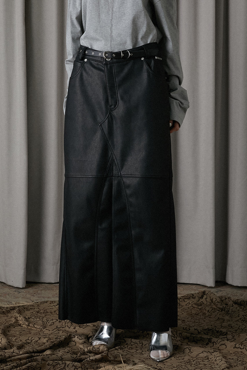 Vegan Leather Slit Skirt - SALE