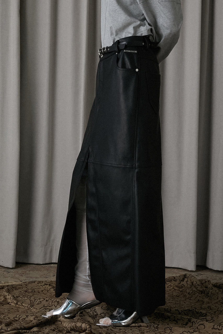 Vegan Leather Slit Skirt - SALE
