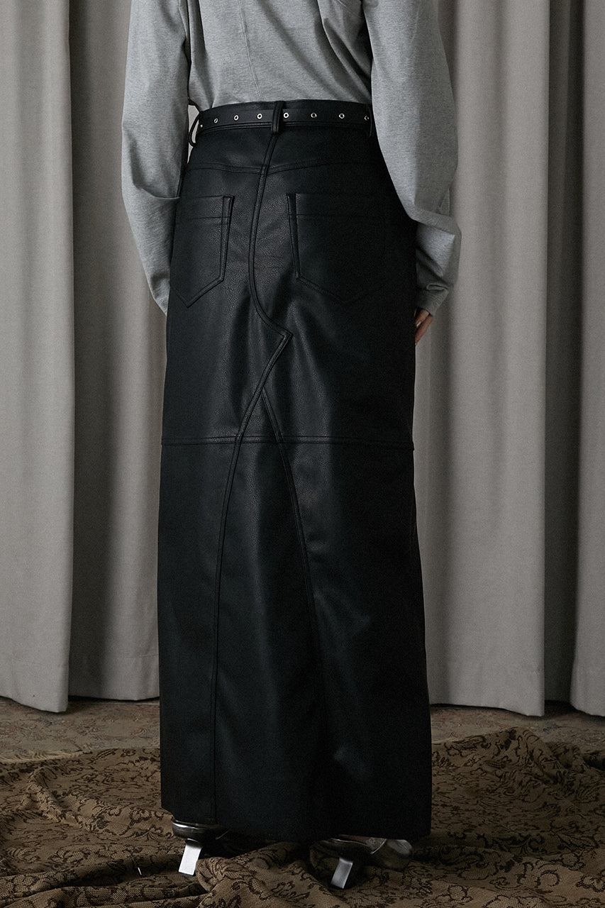 Vegan Leather Slit Skirt - SALE