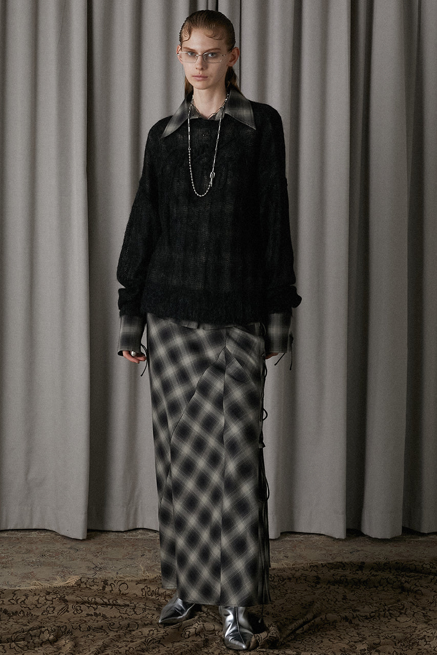 Multi Check Lace-Up Skirt