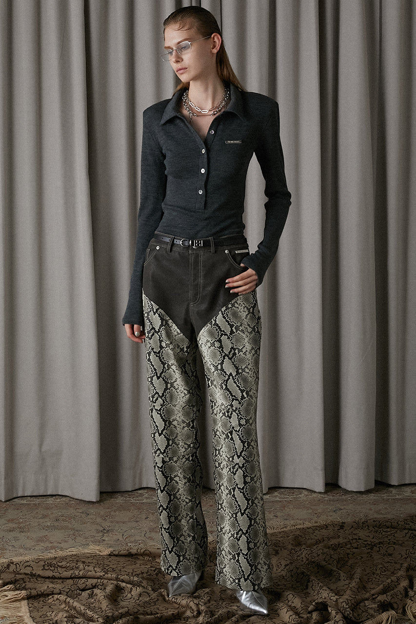 Multi Fabric Faux Leather Pants - SALE