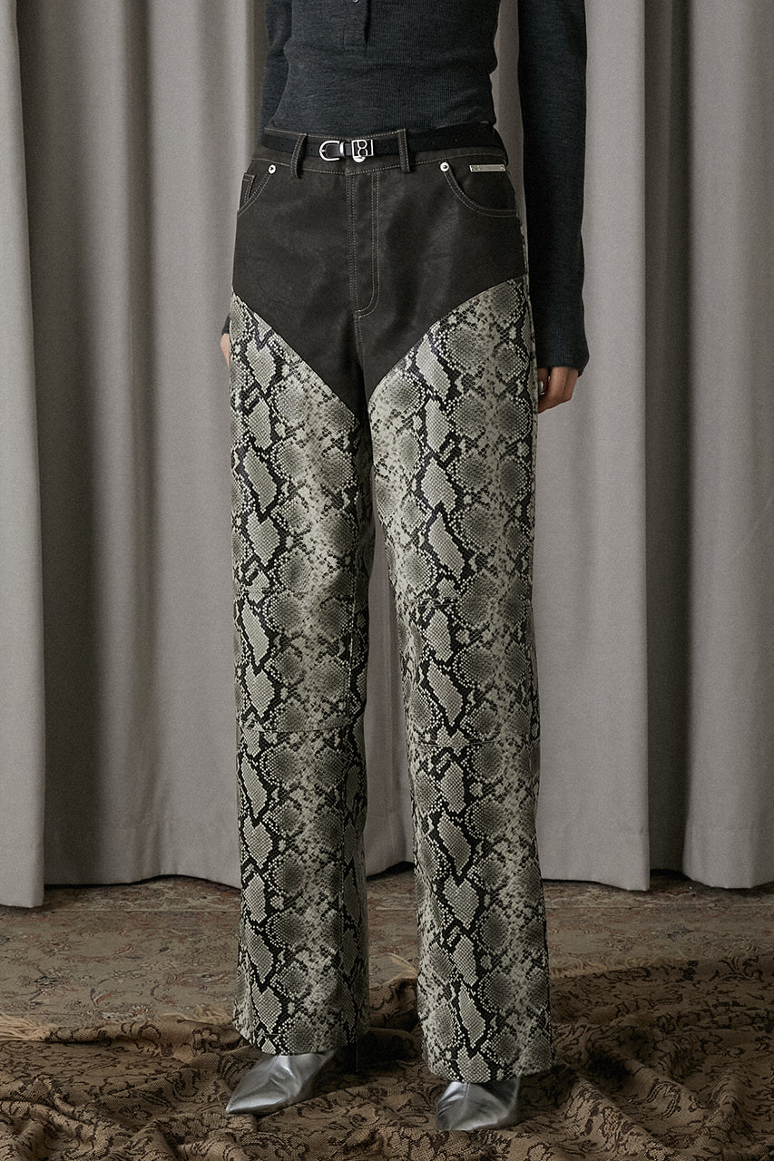 Multi Fabric Faux Leather Pants - SALE